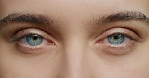 macro beauty eyes opening beautiful blue iris blinking healthy eyesight