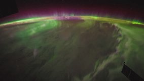 28th August 2015: Planet Earth seen from Space Station with Aurora Borealis over the earth, Time Lapse 4K. Images, courtesy of NASA