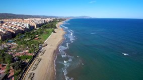 Aerial view of Marina d´Or in Oropesa de Mar, Castellon. Spain. 4k Drone Video