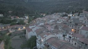 Aerial view in Monistrol de Montserrat . Catalonia, Spain. 4k Drone Video