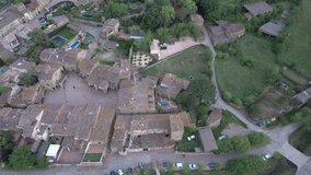 Aerial view in Monells, beautiful village in Costa Brava, Girona, Spain. 4k Drone Video