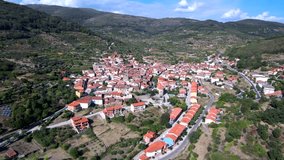 Aerial view in Pasaron de la Vera, Caceres. Extremadura, Spain. 4k Drone Video