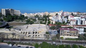Aerial view in Tarragona, city of Catalonia, Spain. 4k Drone Video