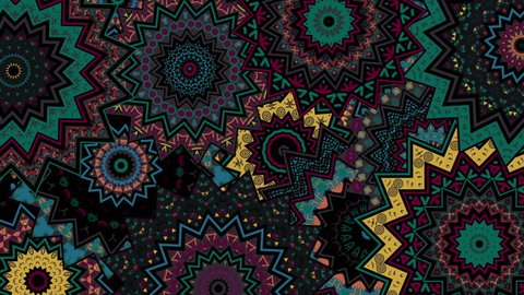 Tribal African Kaleidoscope Pattern for traditional and ethnic films, music video, promo, night club, fashion show, dance decoration, art installation, festival.