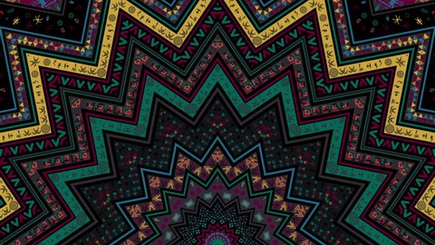 Tribal Kaleidoscope African Pattern for traditional and ethnic films, music video, promo, night club, fashion show, dance decoration, art installation, festival.