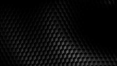 Seamless animated abstract  background. Dark metallic isometric cubes pattern with slow animation wave
