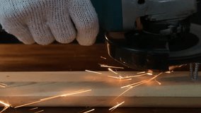 Metal sawing close-up, super slow motion video