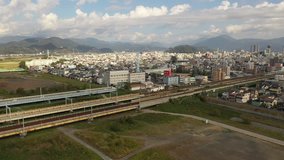 Aerial view of Shizuoka City during the day, Japan.