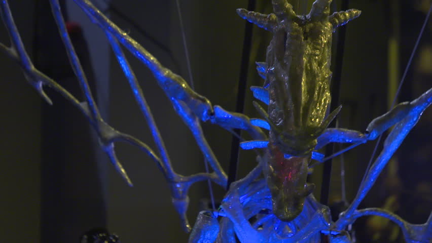 Halloween winged dragon skeleton head festival parade
