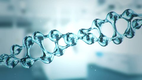 Animation of rotation DNA helix or molecule from glass and crystal. Animation of seamless loop.