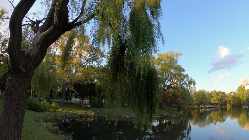 Autumn landscape and big pond at Nakajima Park, Sapporo City, Hokkaido, Japan.