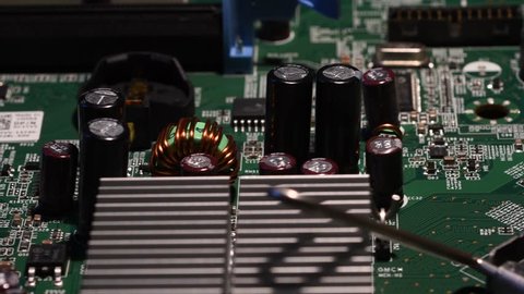 Detail of CPU Chip Processor over PC Motherboard, UHD 4K Video