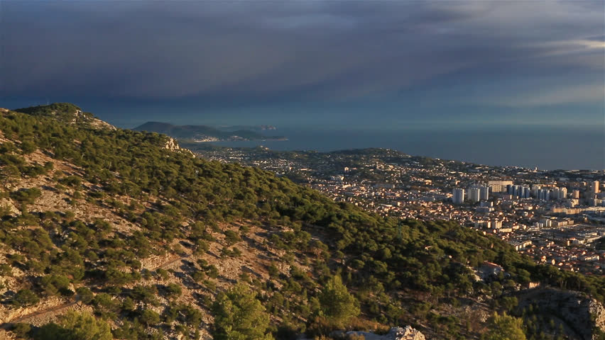 Toulon, Var, Paca, Provence, France. The town and the harbour from the Mont Faron. 