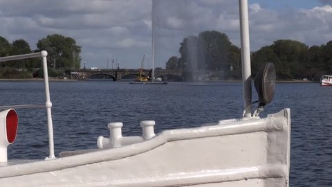 Motion time lapse: Inner Alster Lake (German: Binnenalster) is one of two artificial lakes within the city limits of Hamburg, Germany, which are formed by the river Alster