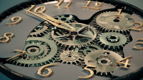 Clock with gears spinning timelapse