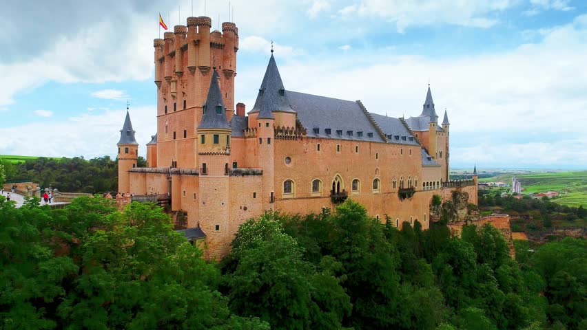 Aerial view of Alc?zar of Segovia or Segovia Fortress in Spain.