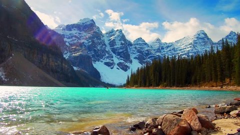 Moraine Lake Beautiful Landscape Summer Early Stock Footage Video (100% 