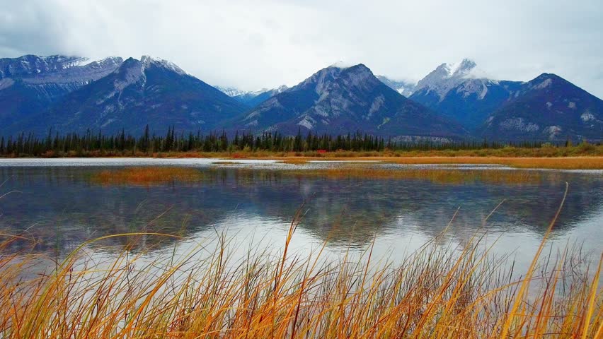 Jasper National Park Lake view and snow mountain, Canada.