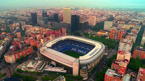 Madrid, Spain - May 28, 2018: Aerial view of Santiago Bernab?u Stadium as the home of Real Madrid CF. Madrid is the capital and the largest city in Spain.