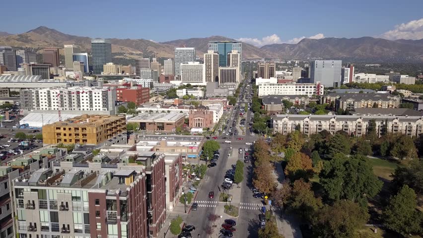 Aerial shoot of Salt Lake City Utah