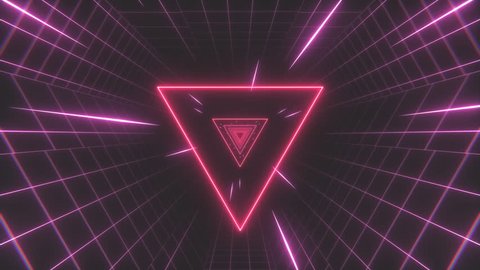 Retro-futuristic 80s tunnel triangle grid background. Perfectly seamless looped opener animation.
