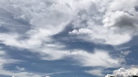 Motion of clouds in blue sky