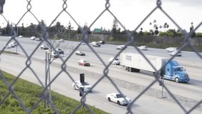 Vehicles Speeding on Los Angeles, California, Freeway 4