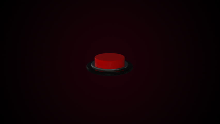 Red round push button bordered by a metallic ring - object for design, 3d rendering background