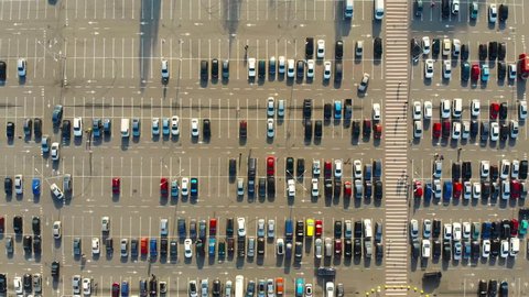 Aerial Parking Lots Cars Pedestrian Crosswalk Stock Footage Video (100% ...