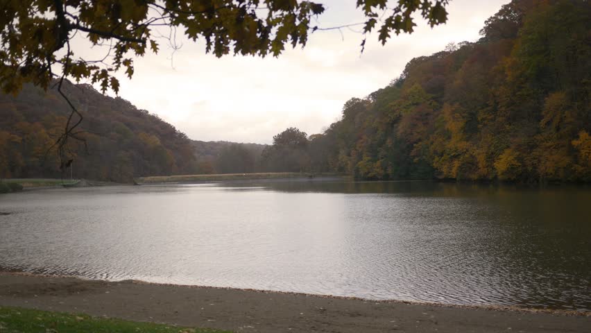 Lake during fall in Pennsylvania  - locked down shot