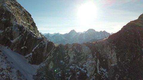 Aerial view of a Fantastic himalaya mountain panorama - drone footage