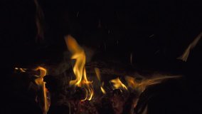 Burning bonfire at night. 4K ultra hd video footage