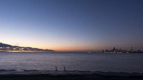 Time Lapse of the Chicago Skyline and Lake Michigan During Sunrise in 4K