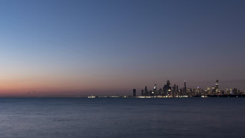 Time Lapse of the Chicago Skyline During Sunrise in 4K