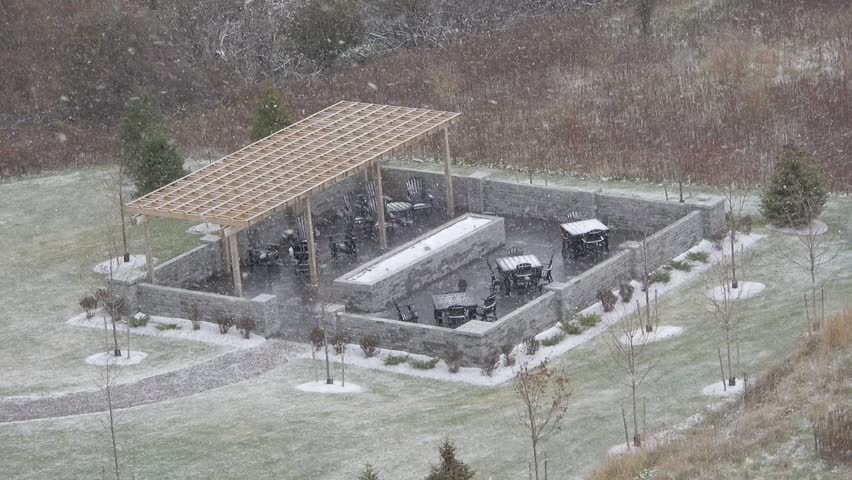 4 K Snowy Day By Gazebo Closeup