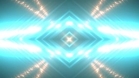 VJ Fractal neon kaleidoscopic background.Background neon motion with fractal design on black background. Disco spectrum lights concert spot bulb. Light Tunnel. Seamless loop.