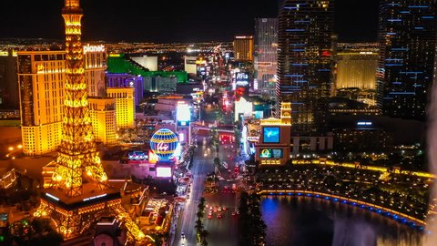Las Vegas, Nevada / U.S.A. - October 28, 2018: An aerial view of the downtown area known as The Strip.