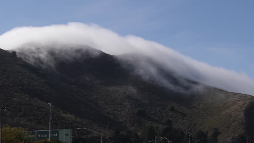 Low clouds over the mountain in San Francisco Bay, California, USA