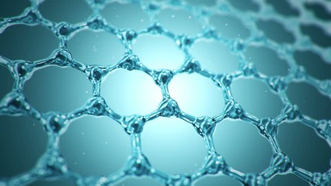 Animation of rotation DNA helix or molecule from glass and crystal and chemical formulas on backdrop. Animation of seamless loop.
