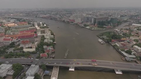 chao phraya river drone3, Phra Pin Klao Bridge
