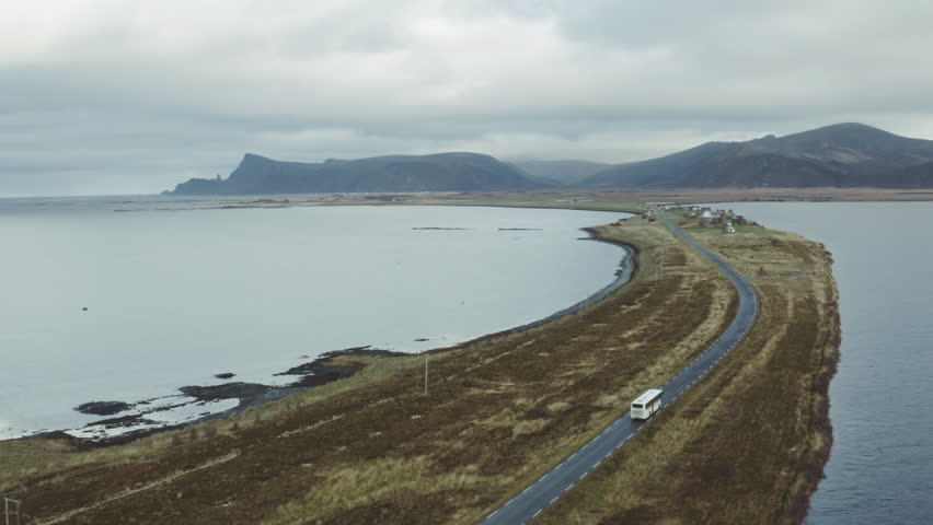A bus at The Andoya Island in North Norway Royalty-Free Stock Footage #1019023045