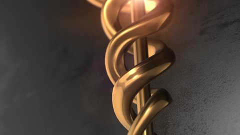 Health Care Concept. Golden Medical Caduceus Symbol