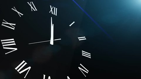 Clock Countdown Ticking Midnight 20 seconds with black background