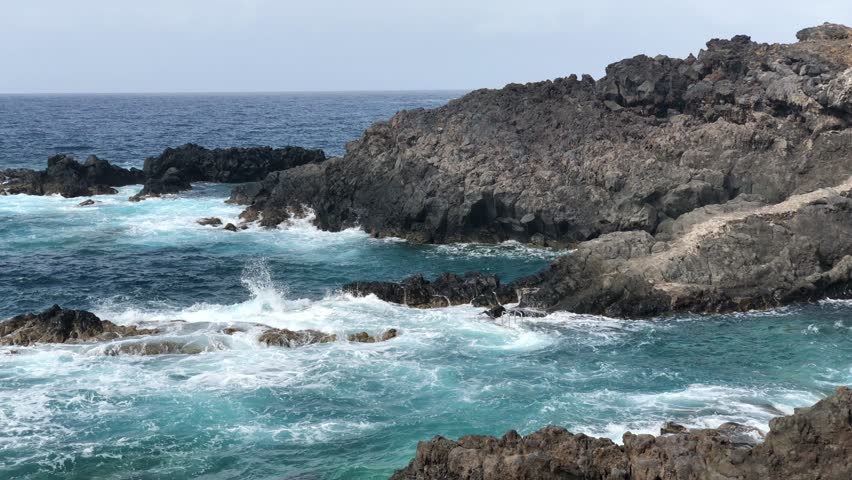 Atlantic ocean water and rocks | Shutterstock HD Video #1019056225