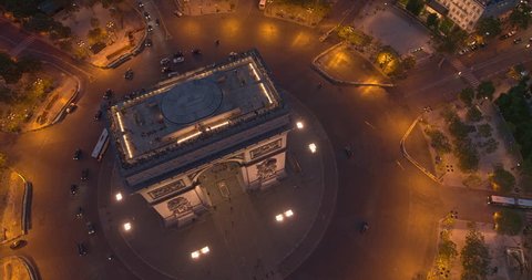 France Paris Aerial v56 Vertical detail view looking down over Arc de Triomphe and Place Charles de Gaulle 8/18