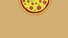 slice snack tasty italian pizza salami cheese vector food art design motion graphic animation looped video footage stock orange yellow red background gif