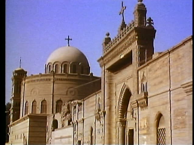 CAIRO, EGYPT, 1977, Old Cairo, Coptic district, medium shot dome and gate