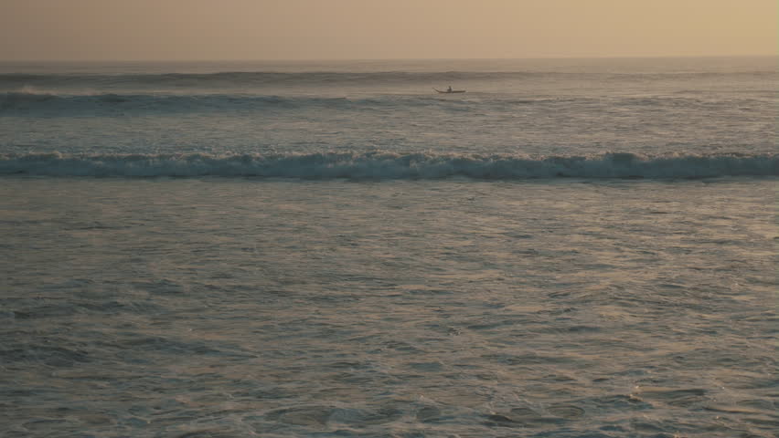 Peruvian Fisherman Paddling with Traditional Reed Boat in Huanchaco, Trujillo 1