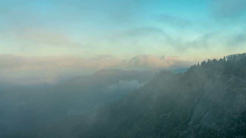 Mountain landscape in Sequoia National Park, California, USA. View from Moro Rock. 4K time lapse