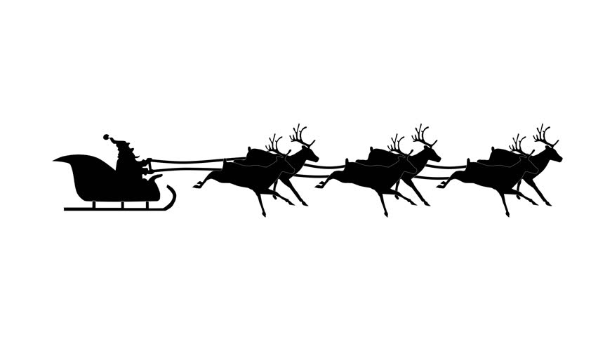 silhouette christmas santa claus flying his Stock Footage Video (100% ...